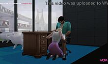 Animált videó egy barátnőről, aki meghitt pillanatot tölt el a főnökével anyagi haszonszerzés céljából