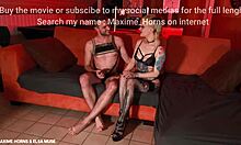 Un couple BDSM français explore le pegging et le double fisting avec son partenaire bisexuel tatoué
