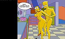 调皮的家庭主妇Marge在丈夫不在时在健身房和家里被肛交,以幽默的辛普森主题Hentai卡通为背景。