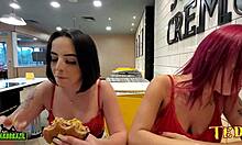 Duda Pimentinha, татуиран ангел, и други нови момичета се готвят за секс в магазин на McDonalds